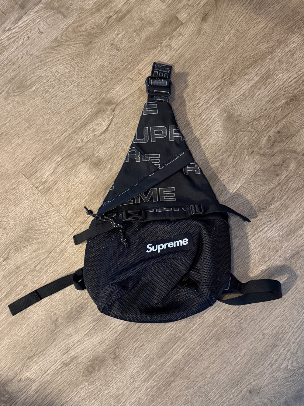 Supreme Black Logo Sling Bag